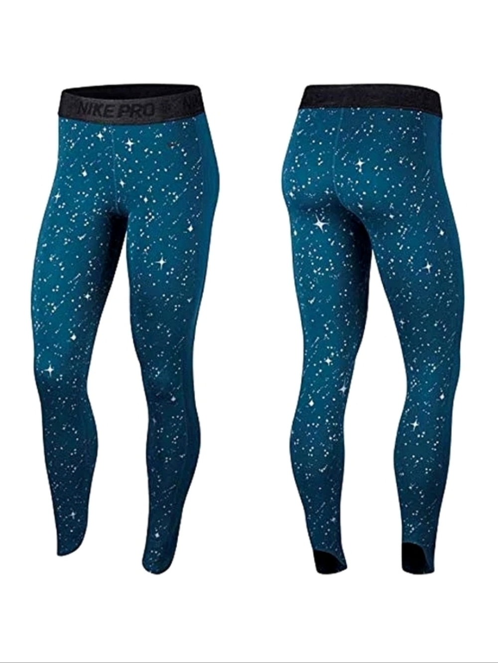 New! NIKE PRO Compression Leggings SMALL Metallic Teal Training Tight